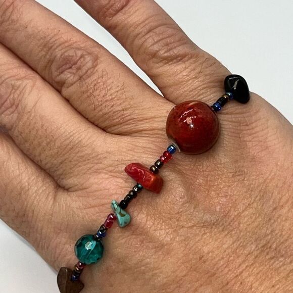 Boho Multi Stone Stretch Bracelet - Picture 5 of 7